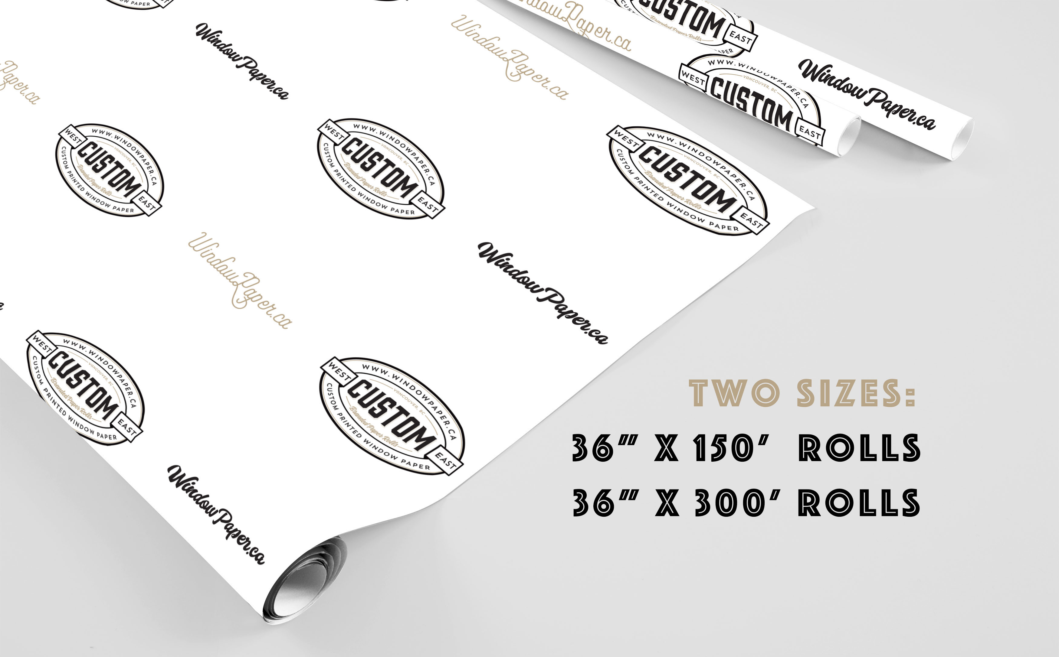 roll of printed branded window paper, window film, windowpaper, window paper